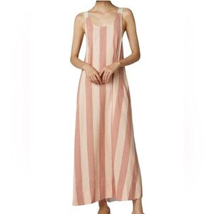 Lee Mathews Sufi Scoop Back In Pink/Orange/Cream Stripe Maxi Dress